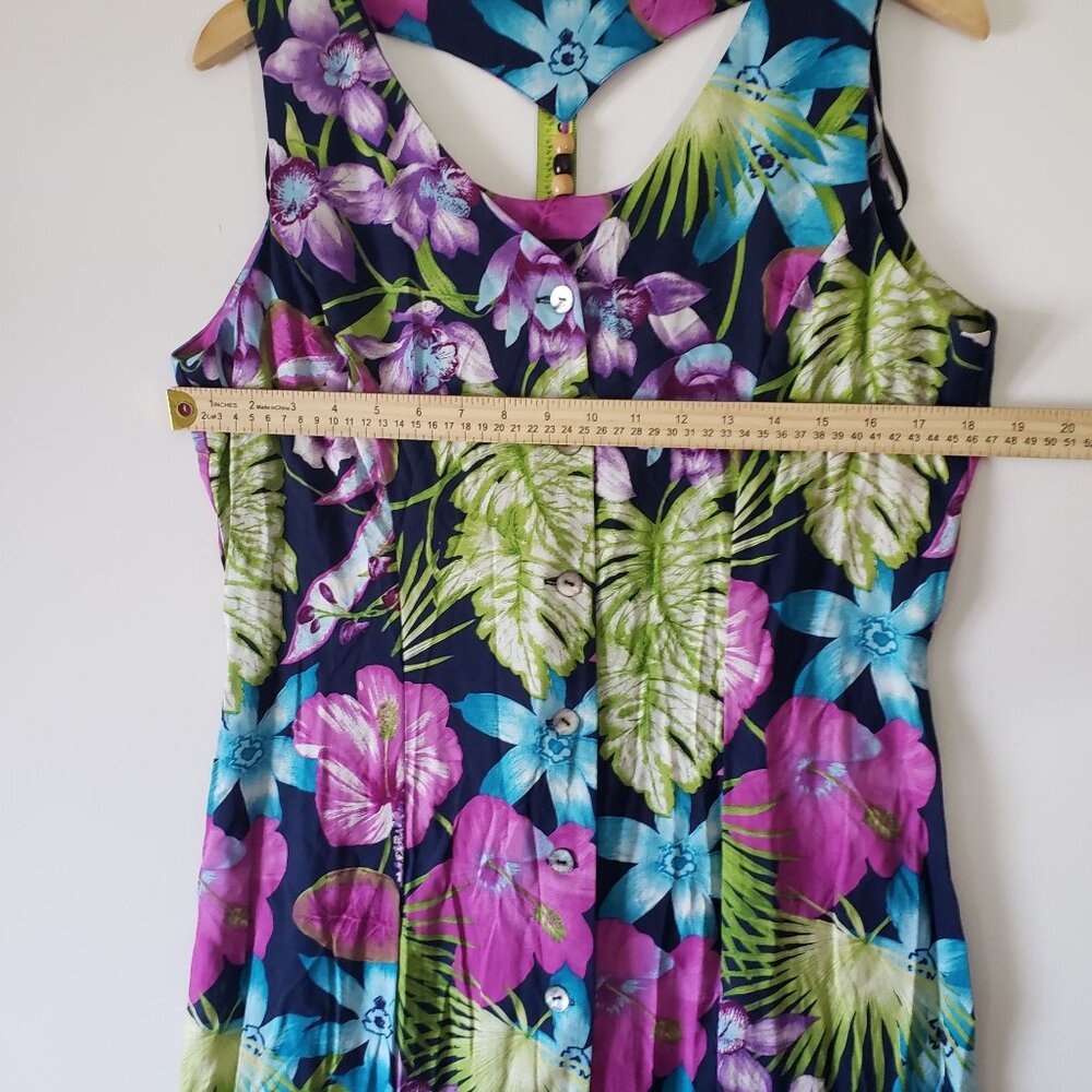 Vintage 90s Scarlett Floral‎ Maxi Dress Size13/14 Tropical Sleeveless Resort - Picture 5 of 7